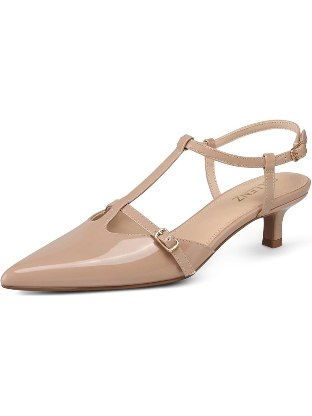 Women's Nude  Low Heel Pumps 2 Inch Kitten Heels Ankle Strappy Slingback Pumps